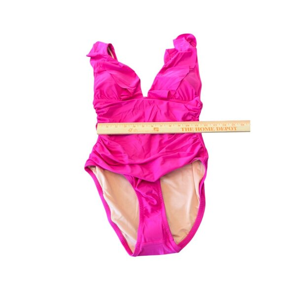 **NWT** J. Crew Pink Ruffle One Piece Swimsuit size 10 - Picture 7 of 9